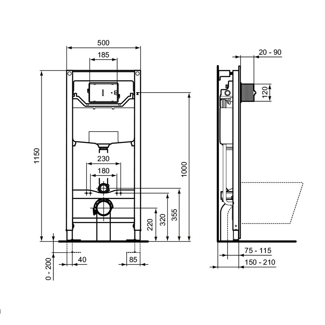 Is – Concealed Tank Prosys Frame 1100 Dry Wc 120 Cl1 R009467 – Alhadefh ...